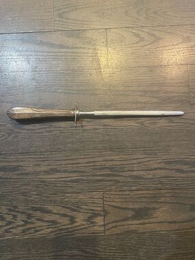 Nickle Silver Plated Handle Vintage Knife Sharpener /Honing Rod